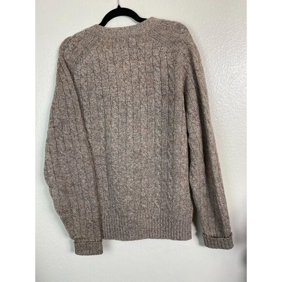 Lord & Taylor Shetland Wool Mens Wool Cable Knit Cardigan Sweater Sz Large Beige - Picture 2 of 14